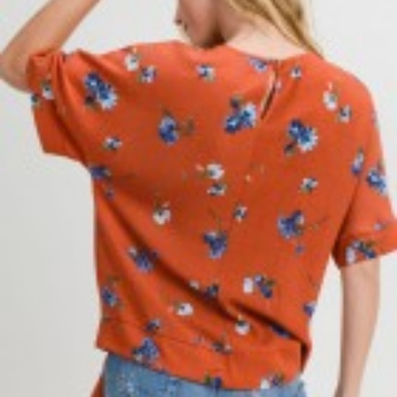 Rust floral side tie blouse - Picture 5 of 5